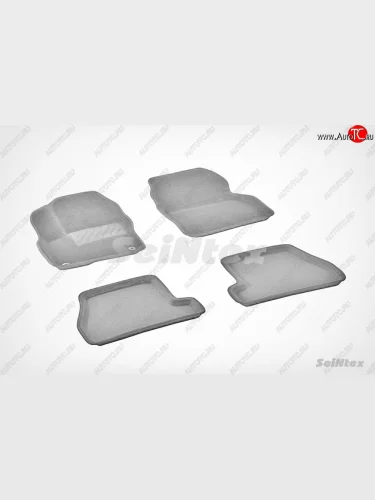 Коврики в салон (АКПП) SeiNtex Premium 3D 4 шт. (ворсовые, серые) Ford Focus 3 универсал дорестайлинг (2010-2015)