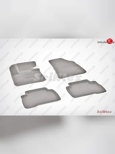 Износостойкие коврики в салон SeiNtex Premium 3D 4 шт. (ворсовые, серые) KIA Sorento XM рестайлинг (2012-2015)