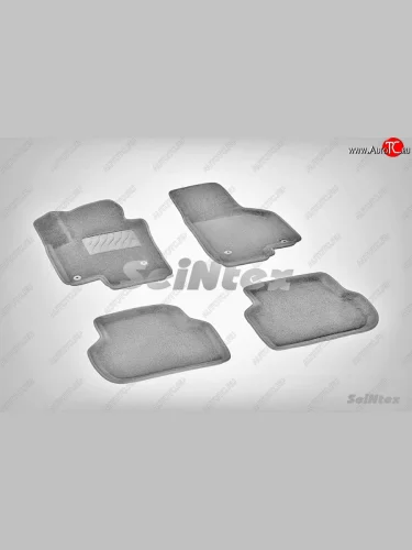 Износостойкие коврики в салон SeiNtex Premium 3D 4 шт. (ворсовые, серые) Volkswagen Jetta A6 седан дорестайлинг (2011-2015)