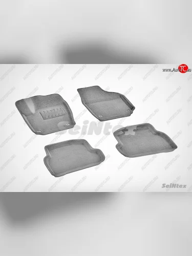 Износостойкие коврики в салон SeiNtex Premium 3D 4 шт. (ворсовые, серые) Volkswagen Polo Mk5 6R,6C,61 седан дорестайлинг (2009-2015)