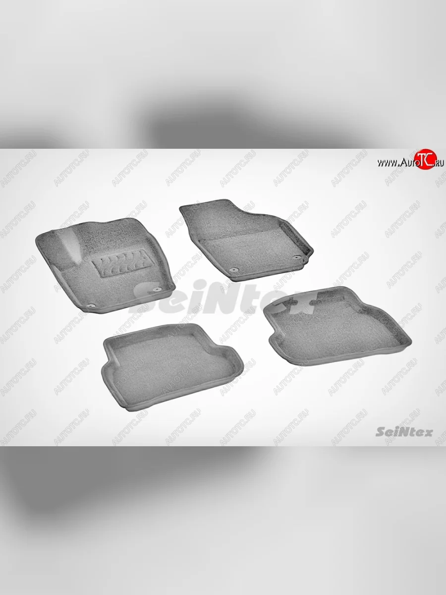 Износостойкие коврики в салон SeiNtex Premium 3D 4 шт. (ворсовые, серые) Volkswagen Polo Mk5 6R,6C,61 седан дорестайлинг (2009-2015)  в Самаре Самарской области