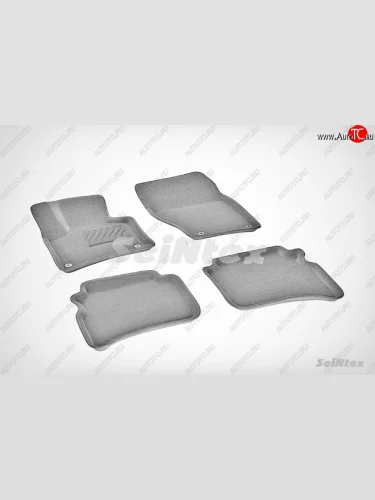 Износостойкие коврики в салон SeiNtex Premium 3D 4 шт. (ворсовые, серые) Volkswagen Touareg 2 NF дорестайлинг (2010-2014)
