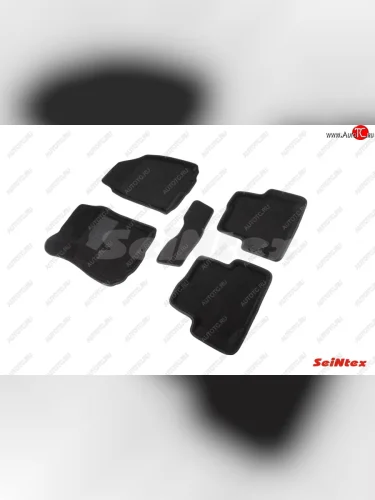 Износостойкие коврики в салон SeiNtex Premium 3D 4 шт. (ворсовые, черные) Chevrolet Aveo T300 хэтчбек (2011-2015)