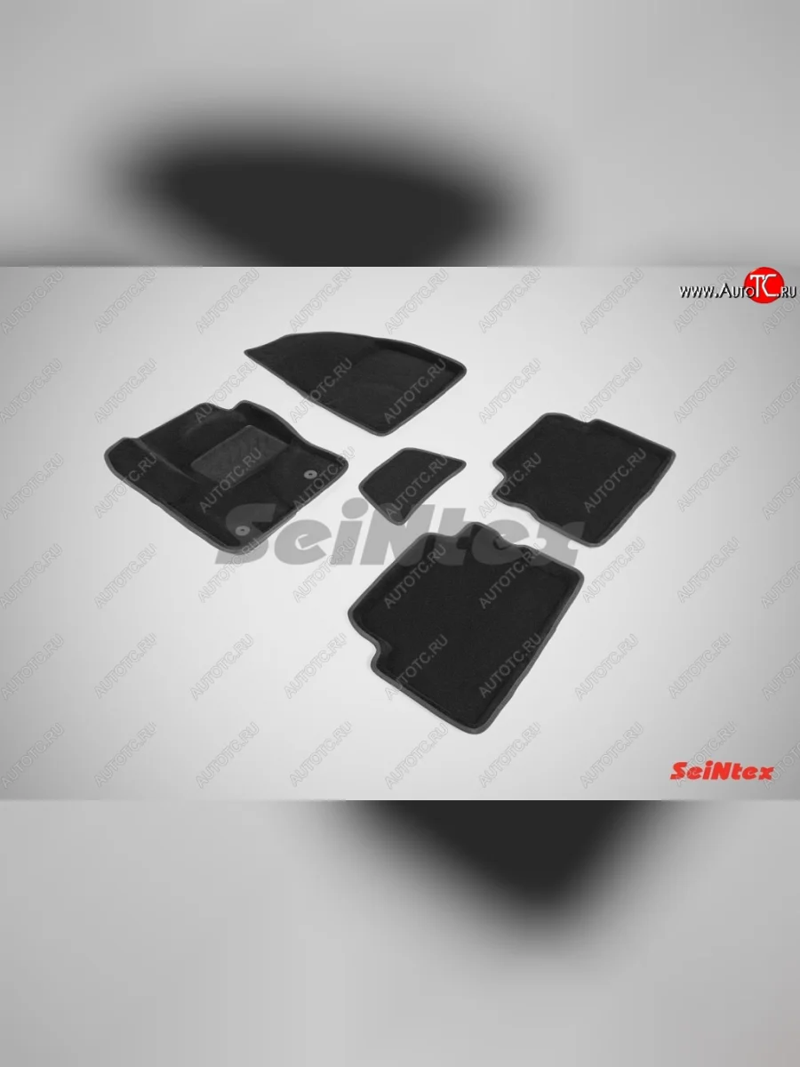 Износостойкие коврики в салон SeiNtex Premium 3D 4 шт. (ворсовые, черные) Ford Kuga 2 дорестайлинг (2013-2016)  в Воронеже Воронежской области
