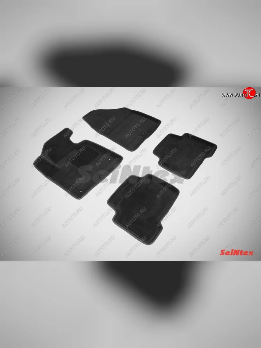Износостойкие коврики в салон 3D HYUNDAI SANTA FE III черные (компл) Hyundai Santa Fe DM дорестайлинг (2012-2016)  в Самаре Самарской области