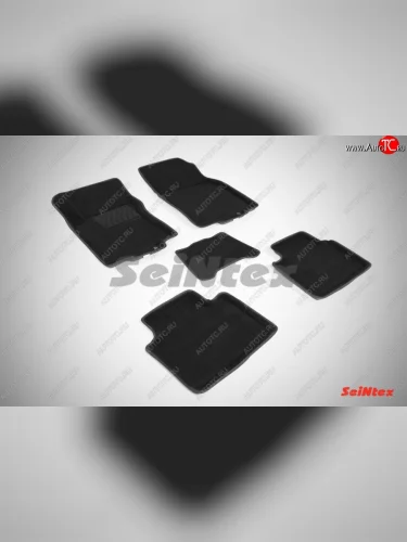 Износостойкие коврики в салон SeiNtex Premium 3D 4 шт. (ворсовые, черные) Nissan X-trail 3 T32 дорестайлинг (2013-2018)