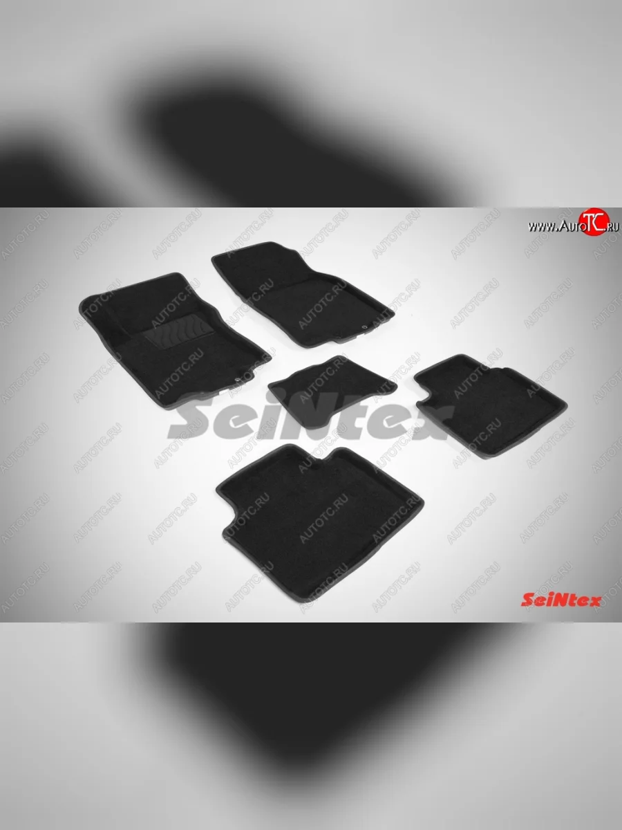 Износостойкие коврики в салон SeiNtex Premium 3D 4 шт. (ворсовые, черные) Nissan X-trail 3 T32 рестайлинг (2017-2022)  в Керчи Республика Крым