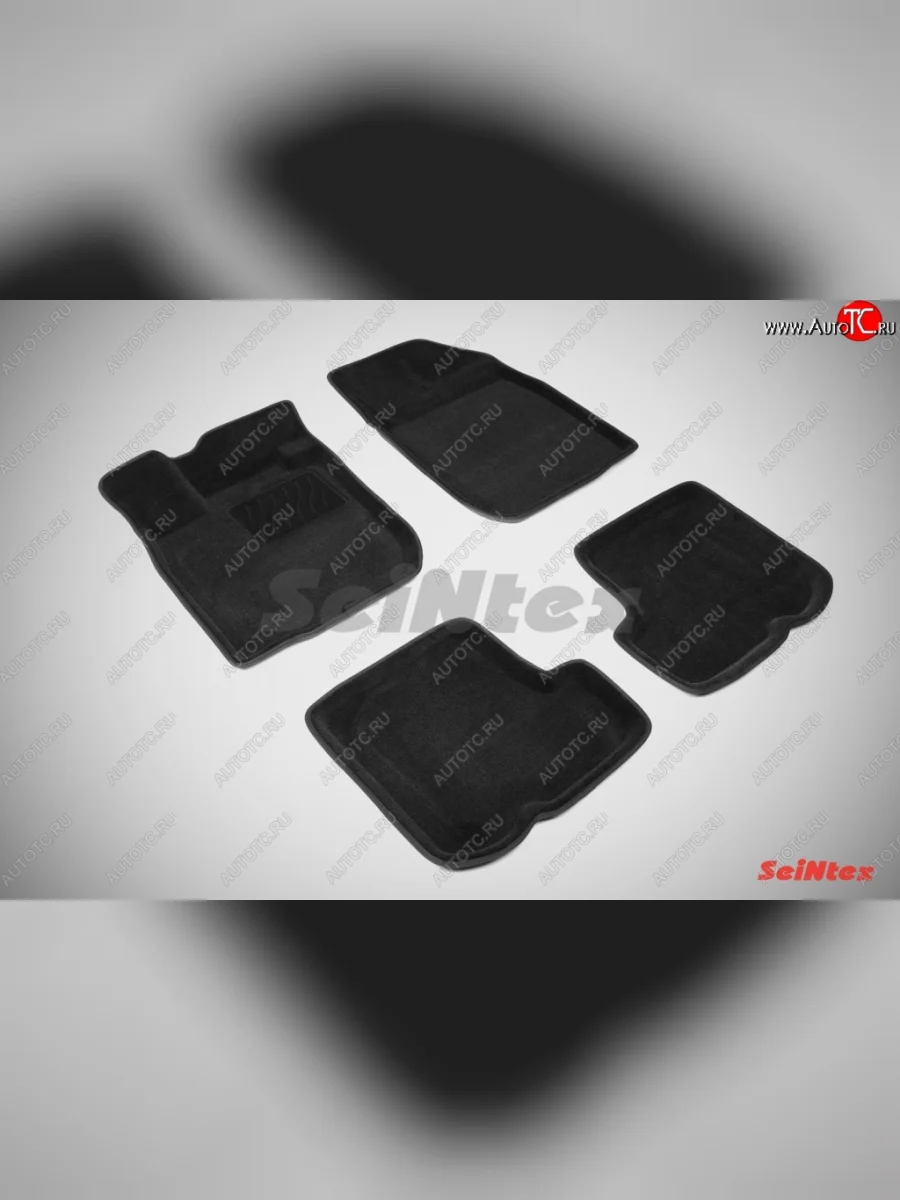 Износостойкие коврики в салон SeiNtex Premium 3D 4 шт. (ворсовые, черные) Renault Sandero 1 (2009-2014)  в Самаре Самарской области