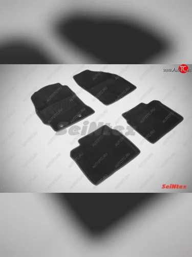 Износостойкие коврики в салон SeiNtex Premium 3D 4 шт. (ворсовые, черные) Toyota Corolla E180 рестайлинг (2016-2019)