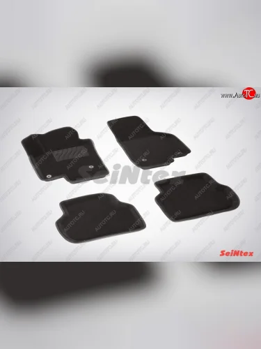 Износостойкие коврики в салон SeiNtex Premium 3D 4 шт. (ворсовые, черные) Volkswagen Jetta  A6 (2011-2015) седан дорестайлинг