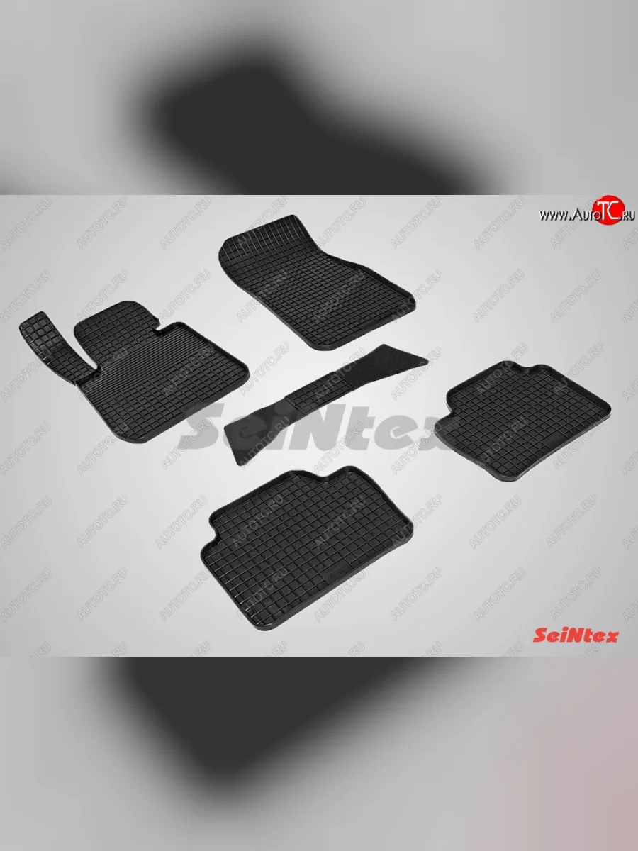 Износостойкие коврики в салон с рисунком Сетка SeiNtex Premium 4 шт. (резина) BMW 3 серия F30 седан рестайлинг (2015-2018)  в Воронеже Воронежской области