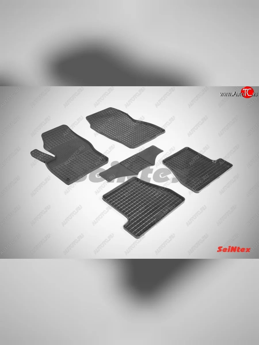 Износостойкие коврики в салон с рисунком Сетка SeiNtex Premium 4 шт. (резина) Ford Focus 3 седан рестайлинг (2014-2019)  с доставкой в г. Пермь