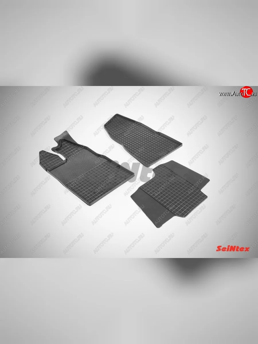 Износостойкие коврики в салон с рисунком Сетка SeiNtex Premium 3 шт. (резина) Ford Transit цельнометаллический фургон (2014-2022)  в Керчи Республика Крым