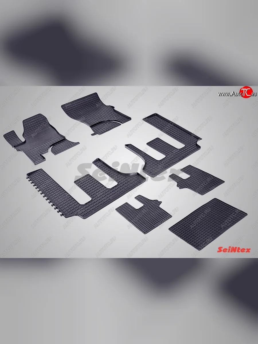 Износостойкие коврики в салон с рисунком Сетка SeiNtex Premium 7 шт. (резина) SSANGYONG Stavic MPV5 (2013-2018)  в Перми Пермском крае