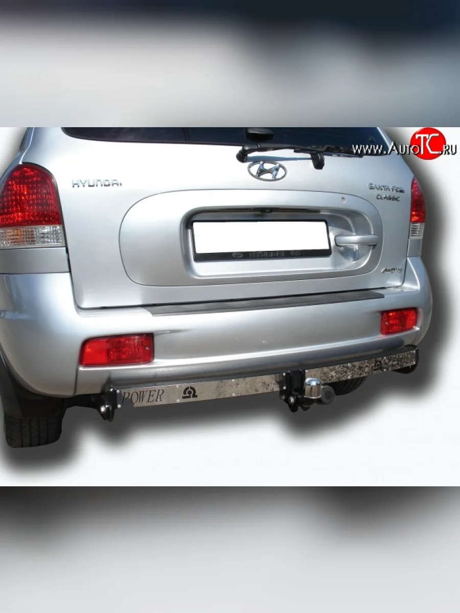 Фаркоп Лидер Плюс (с нержавеющей пластиной) Hyundai Santa Fe SM (2000-2012) (Без электропакета)  в Перми Пермском крае