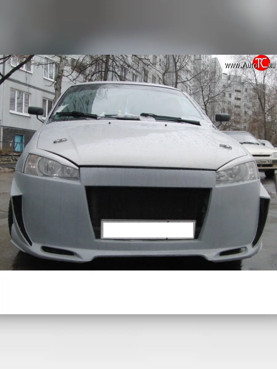 Передний бампер DK Раптор Лада ВАЗ Калина 1119 хэтчбек (2004-2013) (Неокрашенный)  в Перми Пермском крае