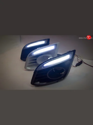 Вставки под противотуманные фары с дневными ходовыми огнями в передний бампер Драйв Лада ВАЗ Калина ( 2192,  2194) (2013-2018) хэтчбек, универсал