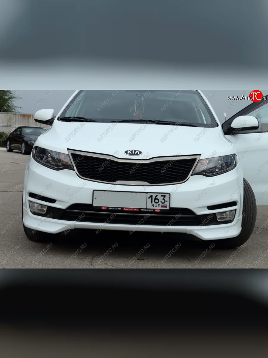 Накладки на передний бампер (рестайлинг) BS KIA Rio 3 QB рестайлинг седан (2015-2017) (Неокрашенная)  в Перми Пермском крае