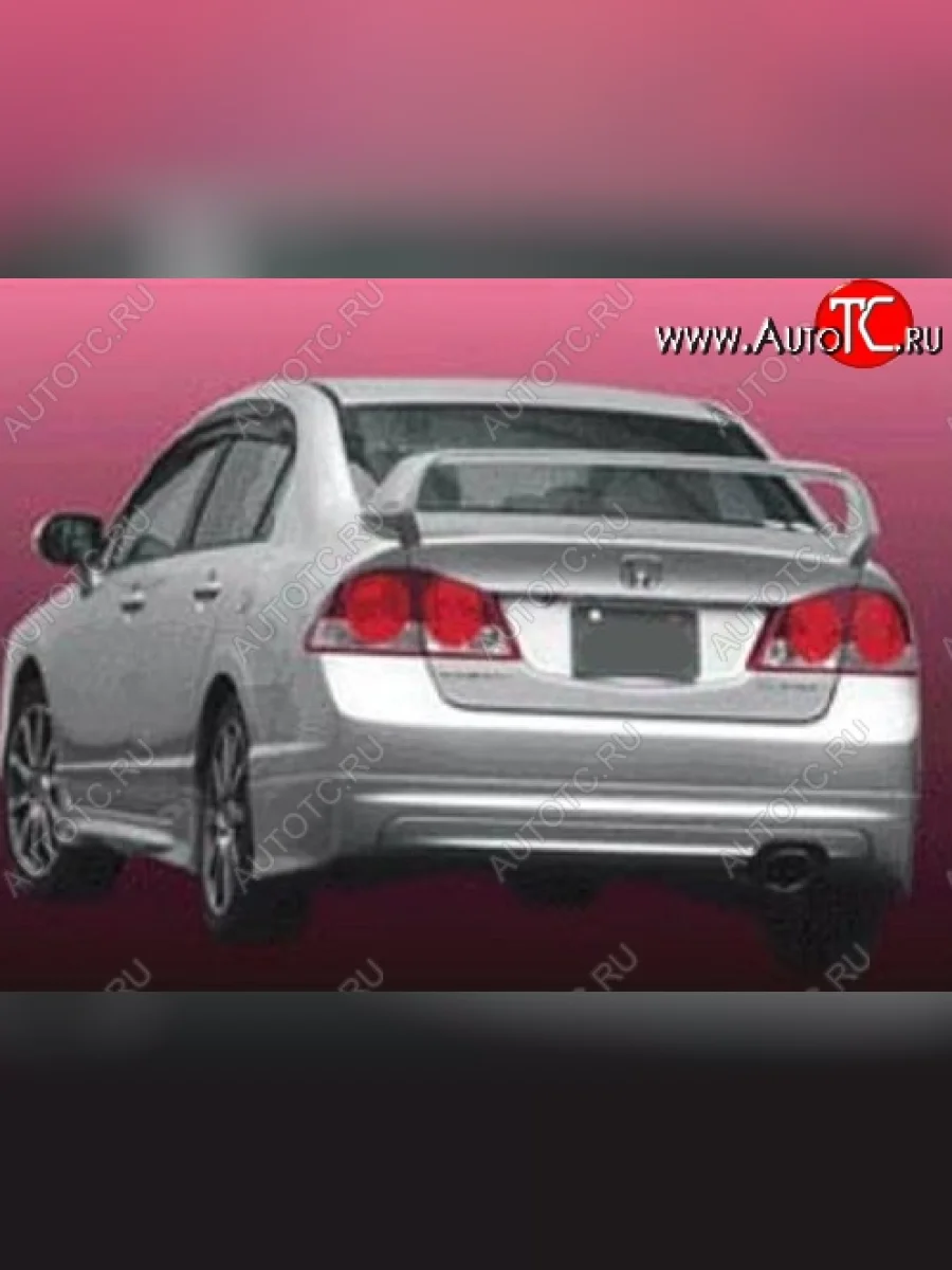 Накладка на задний бампер Mugen-Style Honda Civic FD седан дорестайлинг (2005-2008) (Неокрашенная)  в Керчи Республика Крым