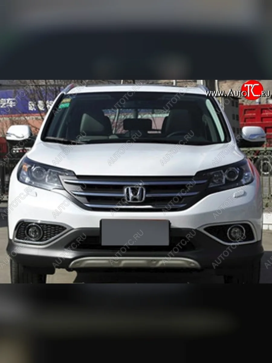 Накладка на передний бампер CT Honda CR-V RM1,RM3,RM4 дорестайлинг (2012-2015) (Неокрашенная)  в Перми Пермском крае