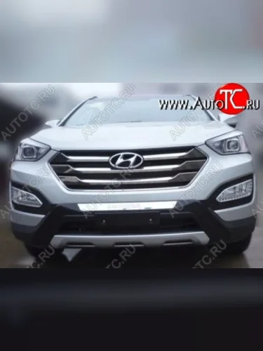 Накладка на передний бампер CT v2 Hyundai Santa Fe DM дорестайлинг (2012-2016)