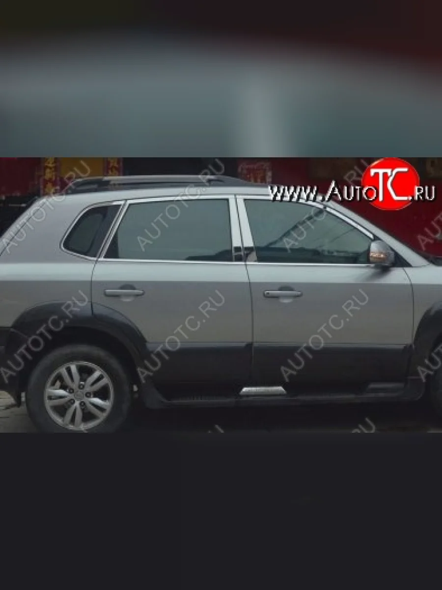 Накладки на верхнюю часть по периметру окон боковых дверей СТ Hyundai Tucson JM (2004-2010) (Неокрашенные)  в Керчи Республика Крым