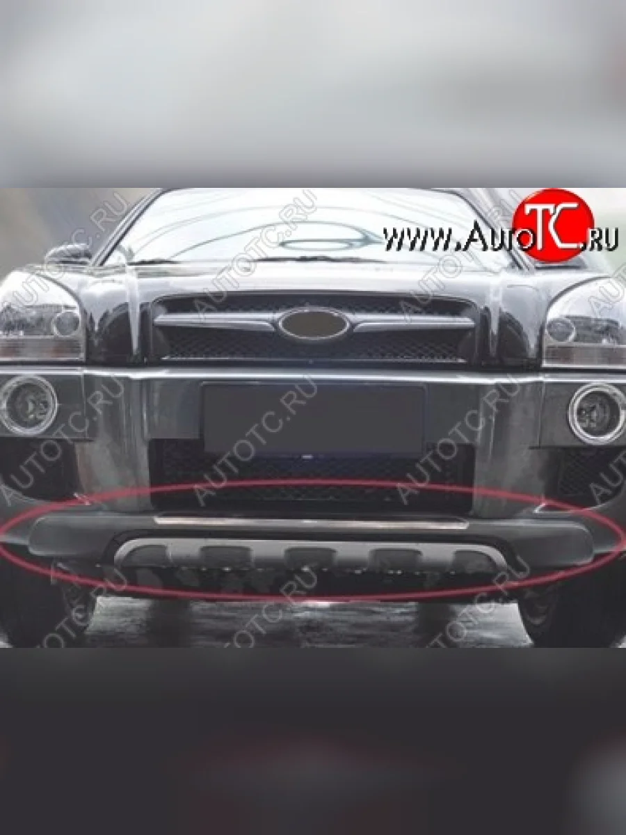 Накладка на передний бампер CT Hyundai Tucson JM (2004-2010) (Неокрашенная)  в Керчи Республика Крым