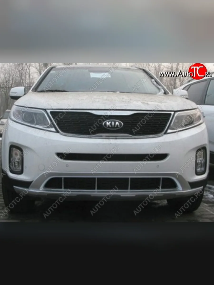 Накладка на передний бампер CT KIA Sorento XM рестайлинг (2012-2015) (Неокрашенная)  в Воронеже Воронежской области