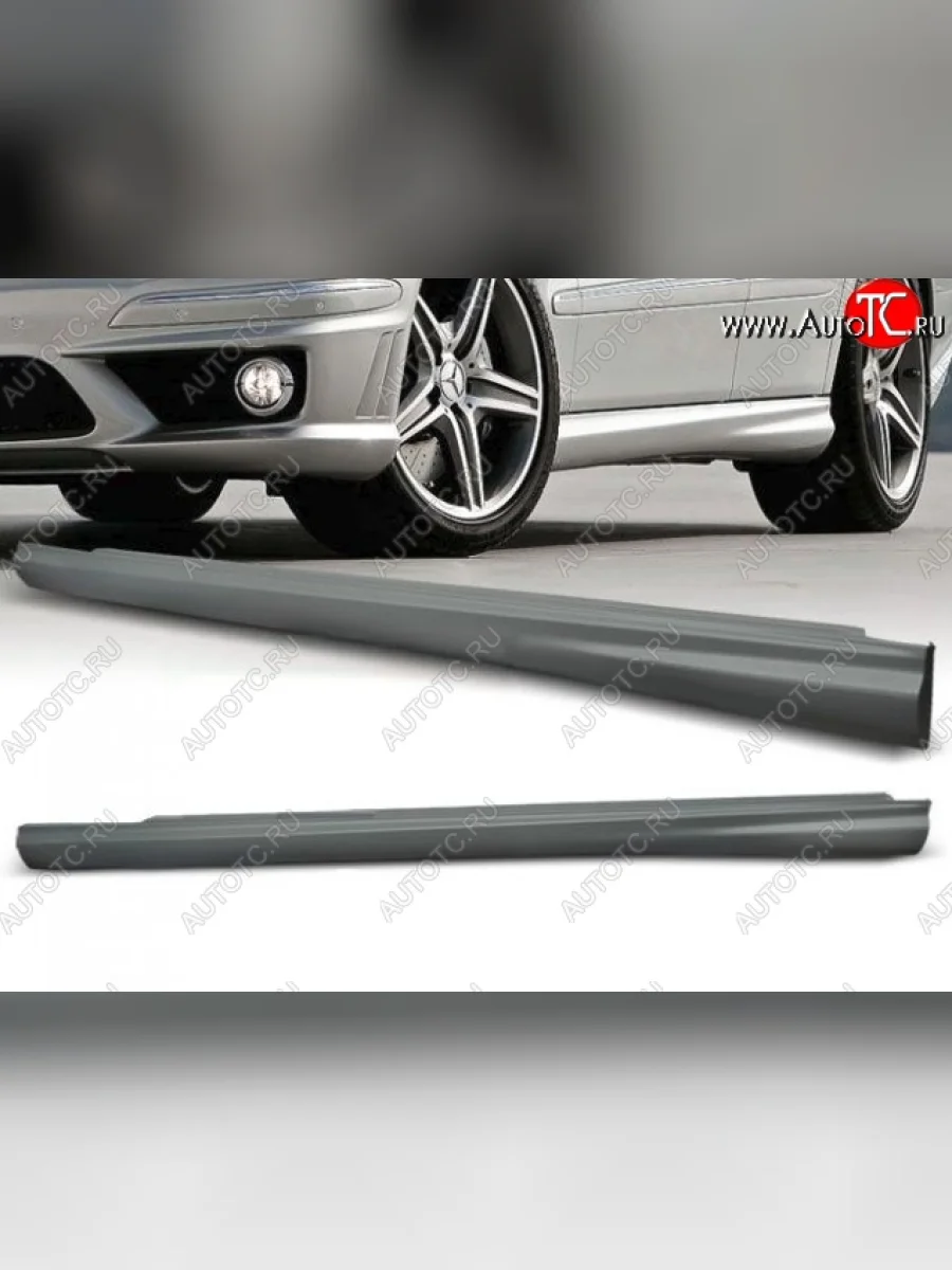 Пороги накладки E63 Style Mercedes-Benz E-Class W211 дорестайлинг седан (2002-2006) (Неокрашенные)  в Самаре Самарской области