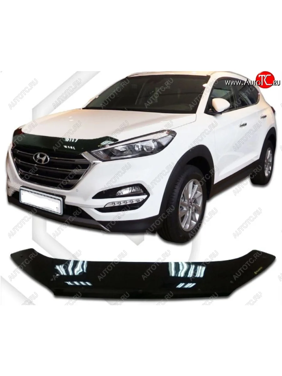 Дефлектор капота CA-Plastic Hyundai Tucson TL рестайлинг (2018-2021) (Classic черный, Без надписи)  в Самаре Самарской области