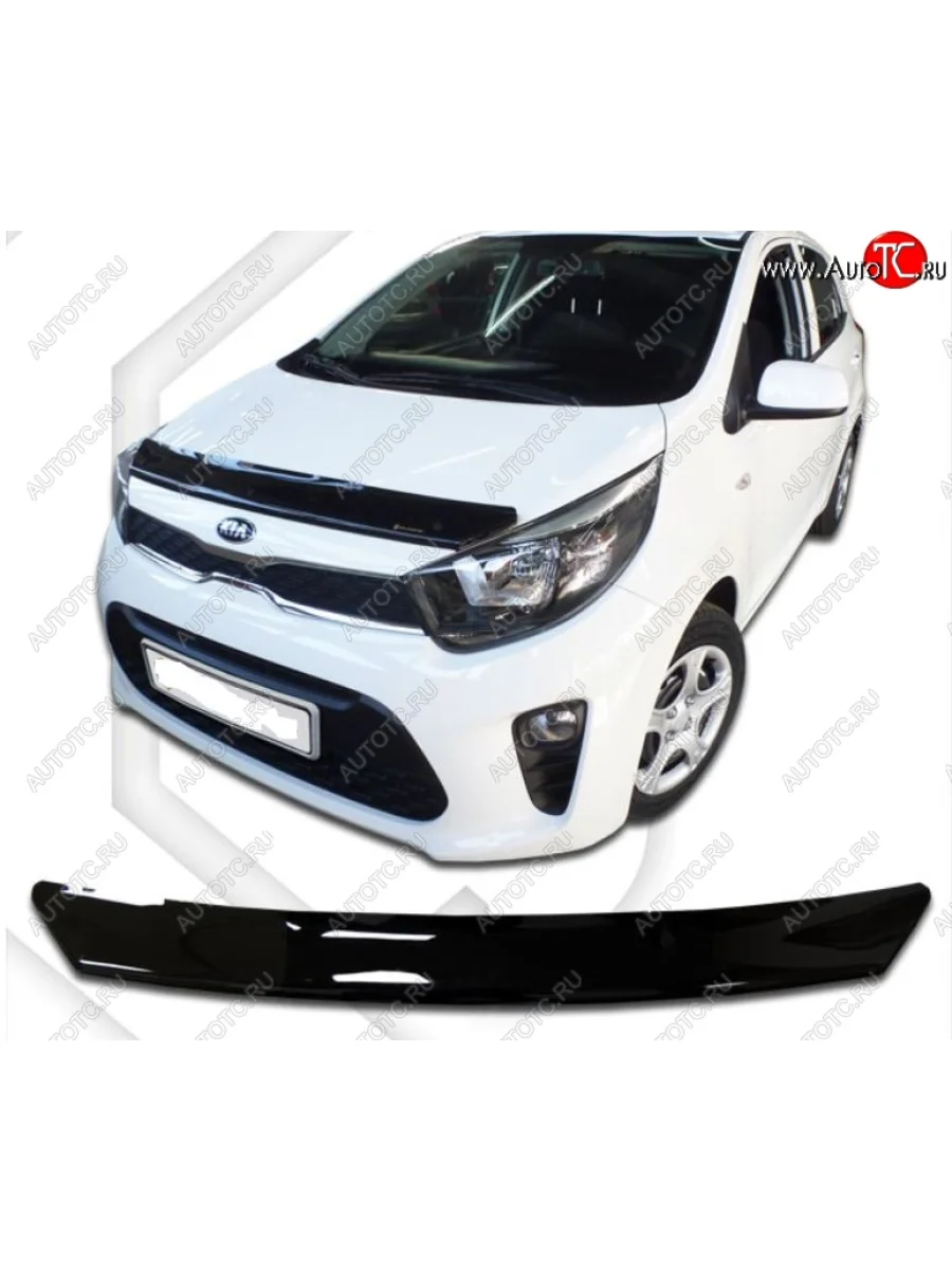 Дефлектор капота CA-Plastic KIA Picanto 3 JA хэтчбэк 5 дв. дорестайлинг (2017-2021) (Classic черный, Без надписи)  в Самаре Самарской области
