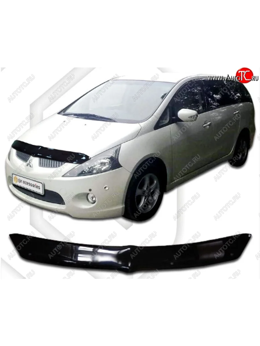 Дефлектор капота CA-Plastic Mitsubishi Grandis (2003-2009) (Classic черный, Без надписи)  в Перми Пермском крае