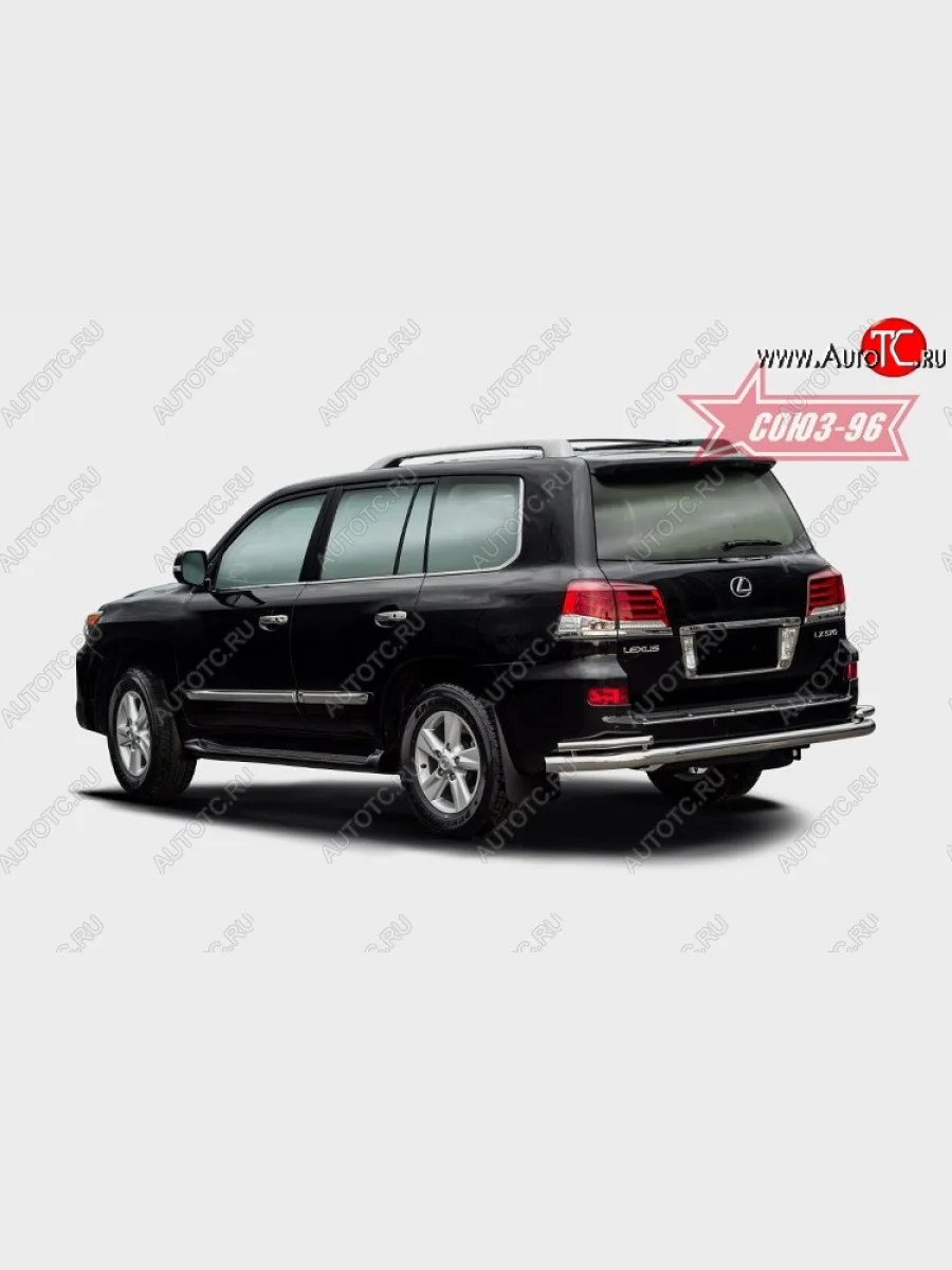 Защита заднего бампера из двух труб Souz-96 (d76 /42) Lexus LX570 J200 1-ый рестайлинг (2012-2015)  с доставкой в г. Керчь