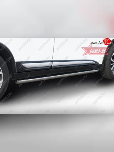 Защита порогов из овальной трубы Souz-96 (d75х42) Mitsubishi Outlander GF 2-ой рестайлинг (2015-2018)