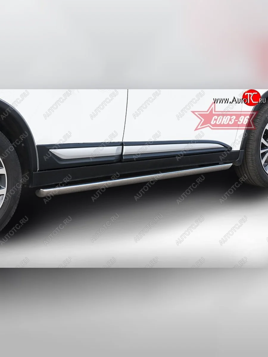 Защита порогов из овальной трубы Souz-96 (d75х42) Mitsubishi Outlander GF 2-ой рестайлинг (2015-2018)  в Керчи Республика Крым