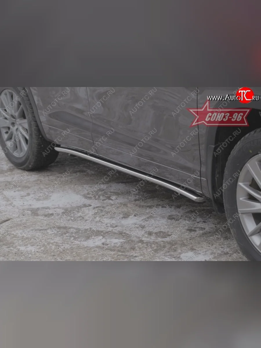 Защита порогов из овальной трубы Souz-96 (d75х42) Toyota Highlander XU50 дорестайлинг (2013-2017)  в Перми Пермском крае