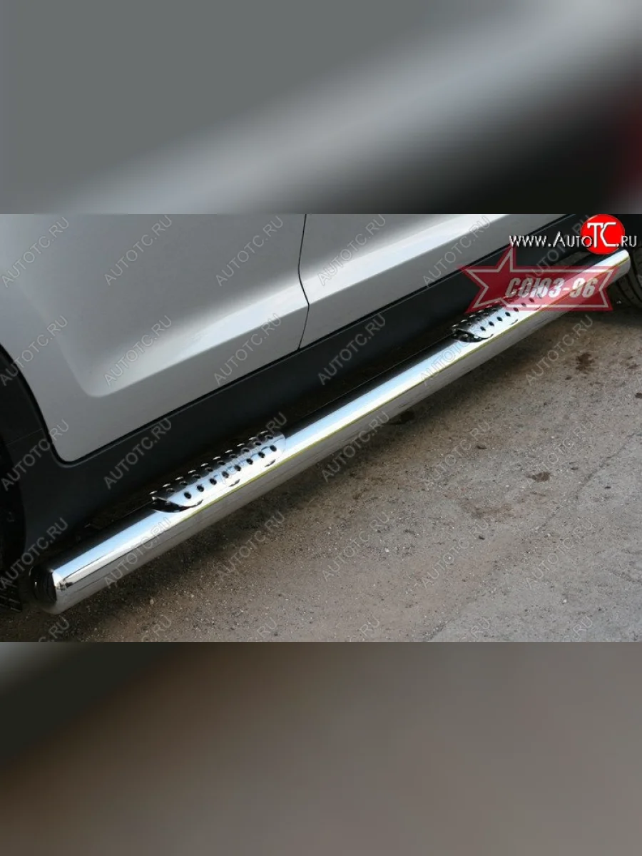 Защита порогов с двумя декоративными элементами Souz-96 (d76)  KIA Sportage (2010-2016) 3 SL  в Самаре Самарской области