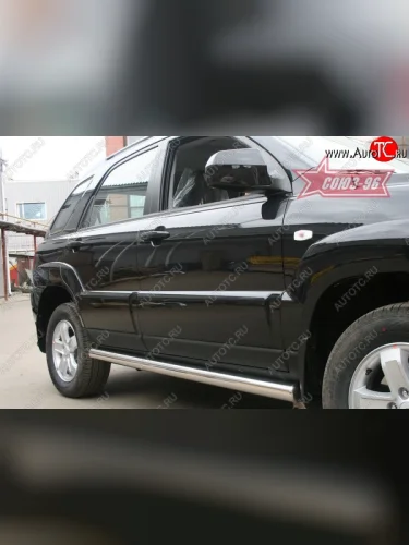 Защита порогов (рестайлинг) Souz-96 (d76) KIA Sportage  2 JE,KM (2004-2008) дорестайлинг