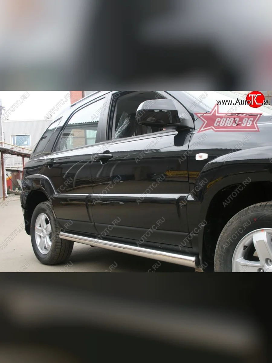 Защита порогов (рестайлинг) Souz-96 (d76)  KIA Sportage (2004-2008) 2 JE,KM  в Керчи Республика Крым