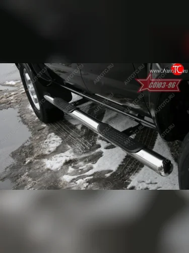 Защита порогов с проступью Souz-96 (d76) Nissan NP300 (2008-2013)