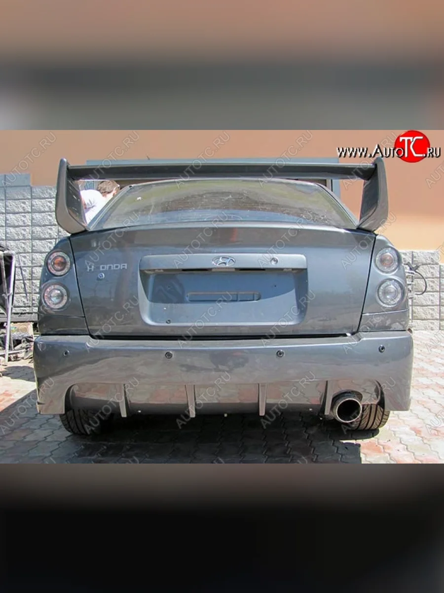 Задний бампер RACER DESIGN Hyundai Accent 2 LC седан дорестайлинг (ТагАЗ) (1999-2012) (Неокрашенный)  в Самаре Самарской области