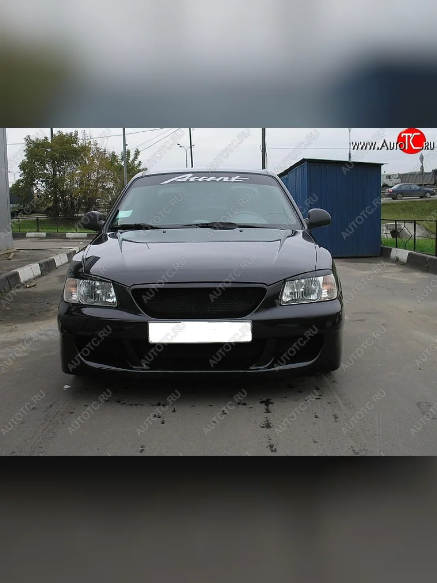 Передний бампер SPORT DESIGN Hyundai Accent 2 LC седан дорестайлинг (ТагАЗ) (1999-2012) (Неокрашенный)  в Керчи Республика Крым