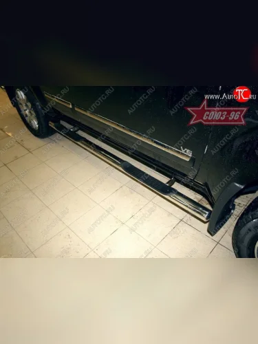 Защита порогов с проступью Souz-96 (d76) Nissan Pathfinder R51 рестайлинг (2009-2014)