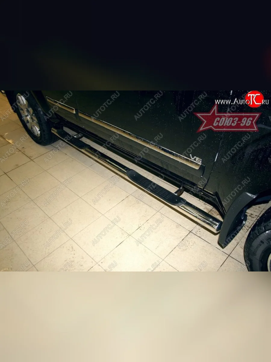 Защита порогов с проступью Souz-96 (d76) Nissan Pathfinder R51 рестайлинг (2009-2014)  в Перми Пермском крае