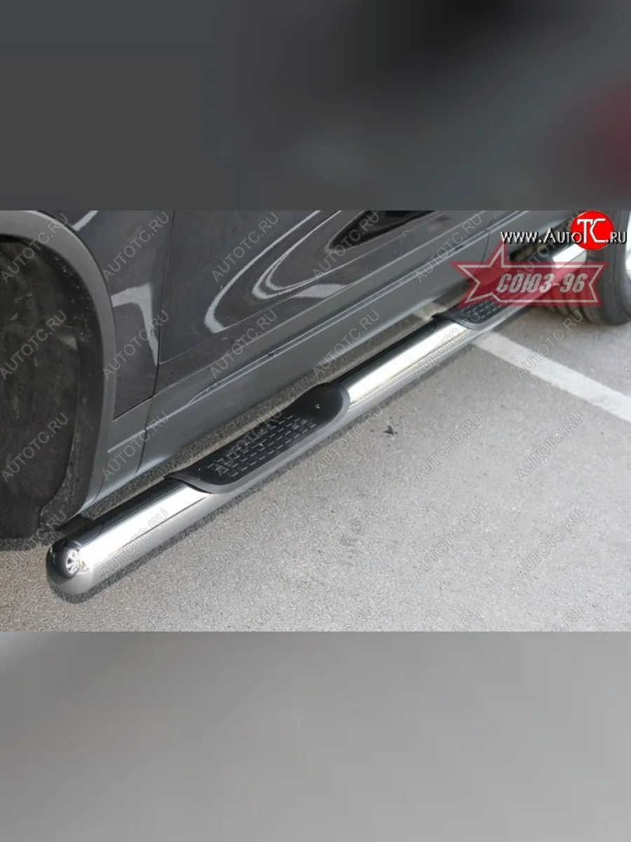 Защита порогов с проступью Souz-96 (d76) Volkswagen Touareg 2 NF дорестайлинг (2010-2014)  в Самаре Самарской области