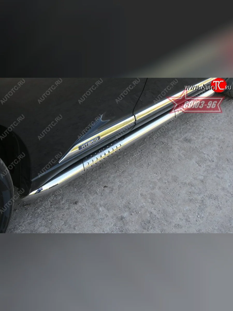 Защита порогов с декоративными элементами Souz-96 (d76)  Lexus RX450H (2009-2012) AL10  в Самаре Самарской области