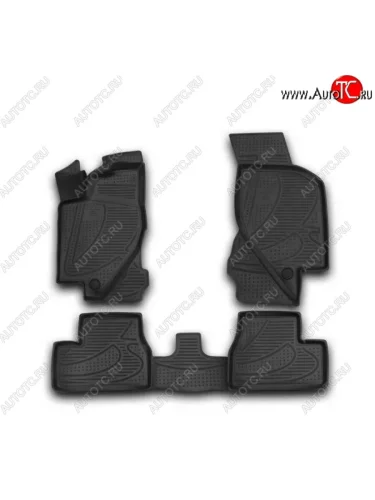 Комплект ковриков в салон Element-Autofamily 4 шт. (полиуретан, 3d-рисунок) Лада ВАЗ Гранта 2190 седан  дорестайлинг (2011-2017)