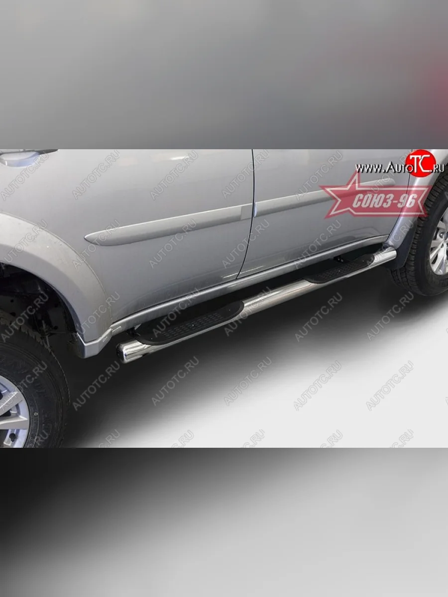 Защита порогов с проступью Souz-96 (d76)  Mitsubishi Pajero Sport (2015-2021) QE  в Самаре Самарской области