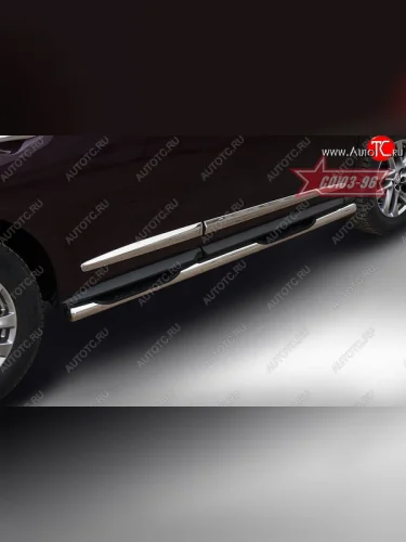 Защита порогов с проступью Souz-96 (d76) Nissan Pathfinder R52 дорестайлинг (2012-2017)