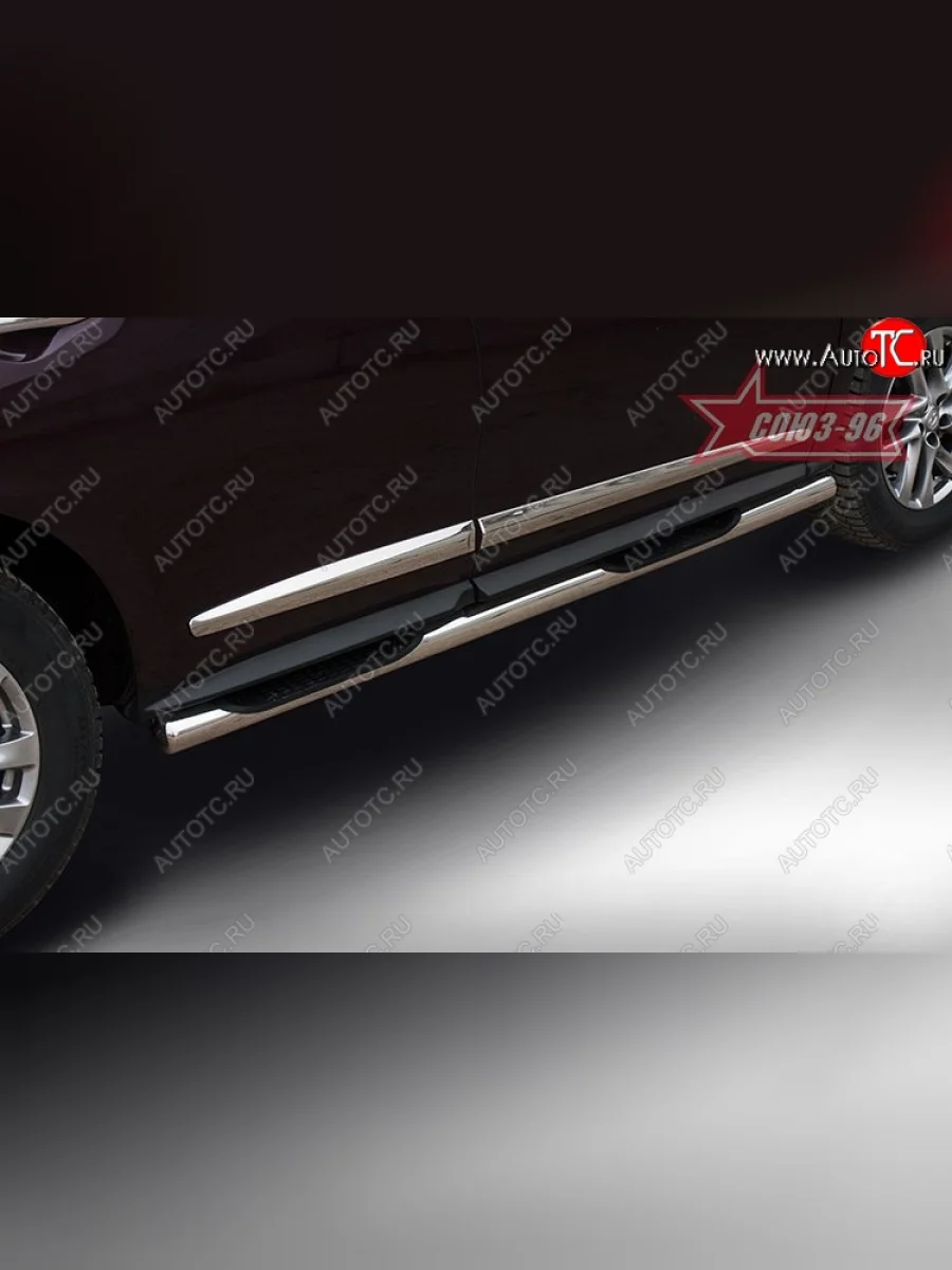 Защита порогов с проступью Souz-96 (d76) Nissan Pathfinder R52 дорестайлинг (2012-2017)  в Перми Пермском крае